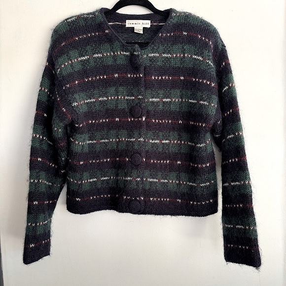 Summit Hill Womens Mohair Blend Button Front Warm Fuzzy Sweater Chunky Buttons M - Picture 1 of 6